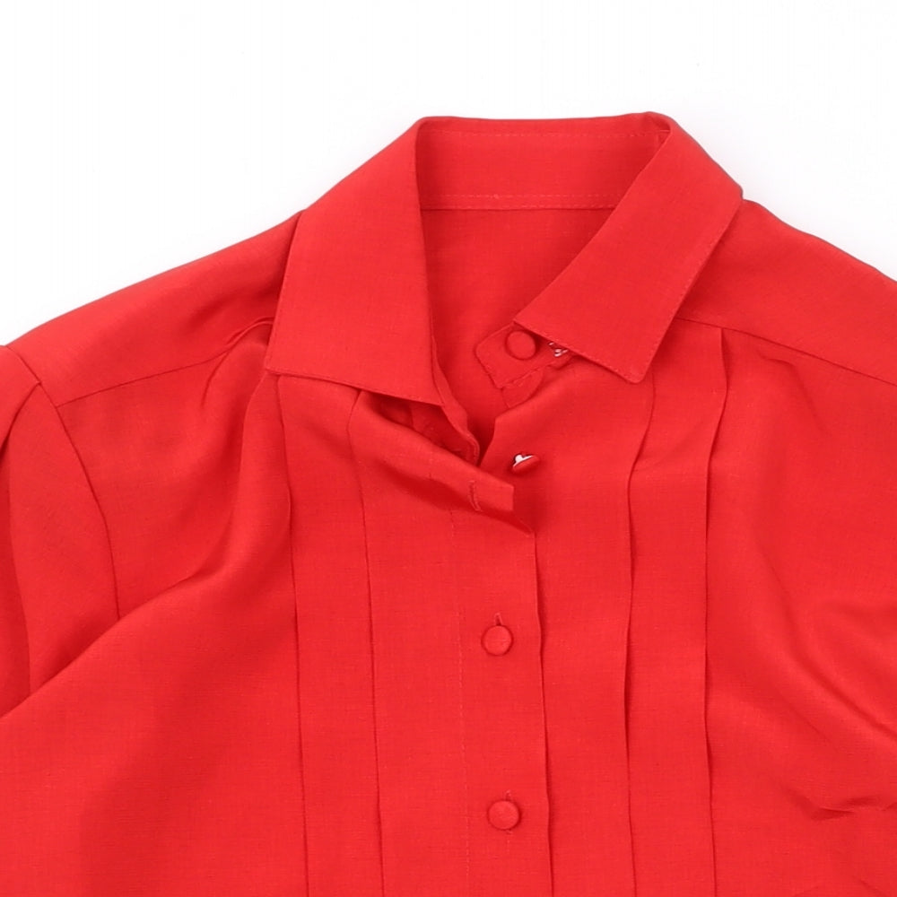 Marks and Spencer Womens Red Polyester Basic Button-Up Size 10 Collared