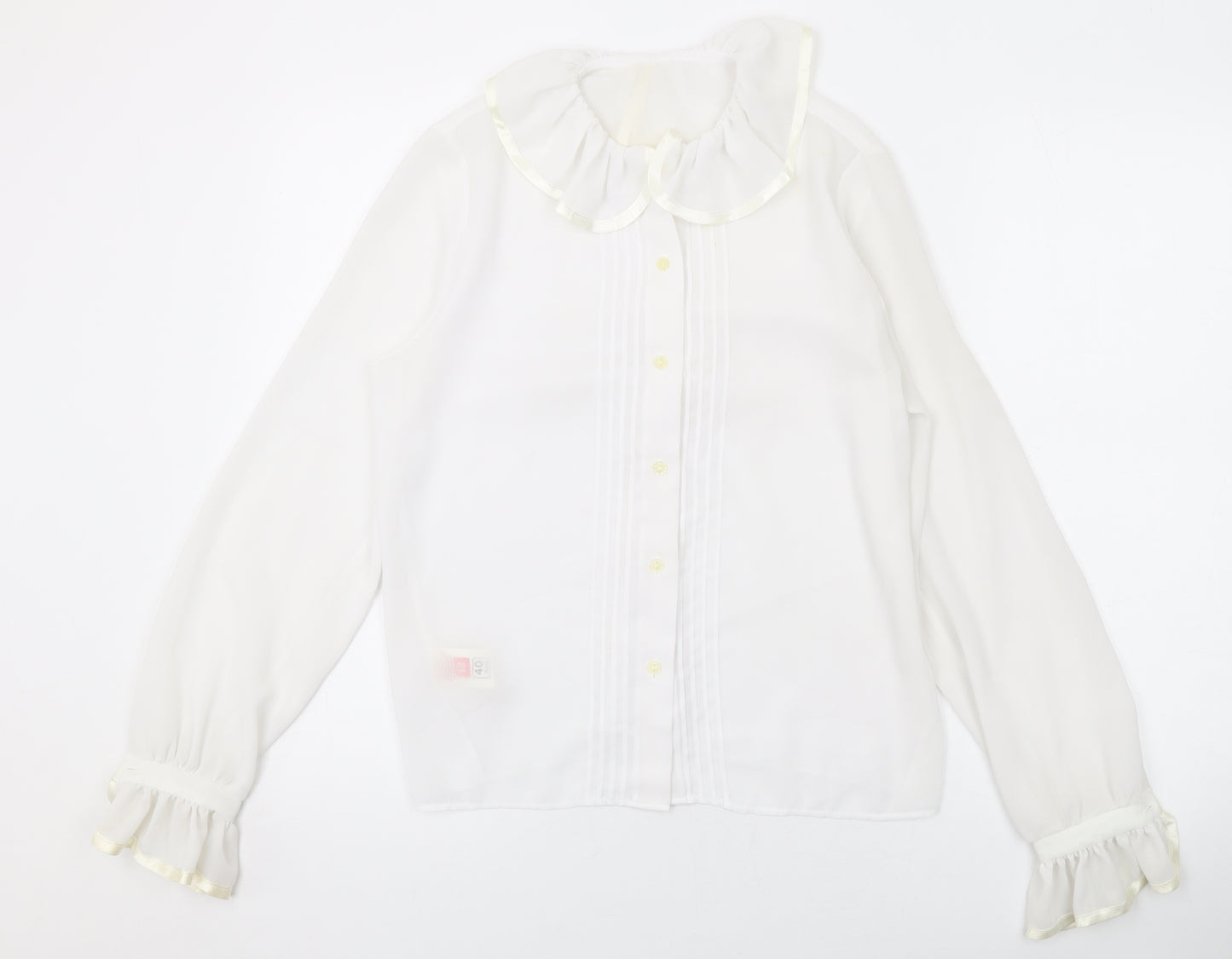 Marks and Spencer Womens White Polyester Basic Button-Up Size 12 Collared