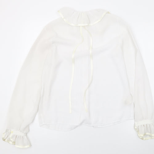 Marks and Spencer Womens White Polyester Basic Button-Up Size 12 Collared