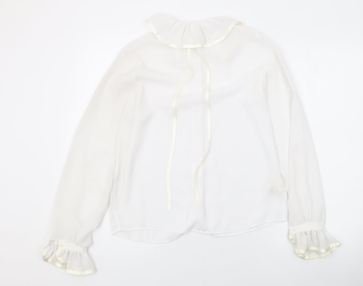 Marks and Spencer Womens White Polyester Basic Button-Up Size 12 Collared