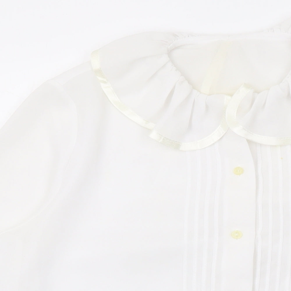 Marks and Spencer Womens White Polyester Basic Button-Up Size 12 Collared