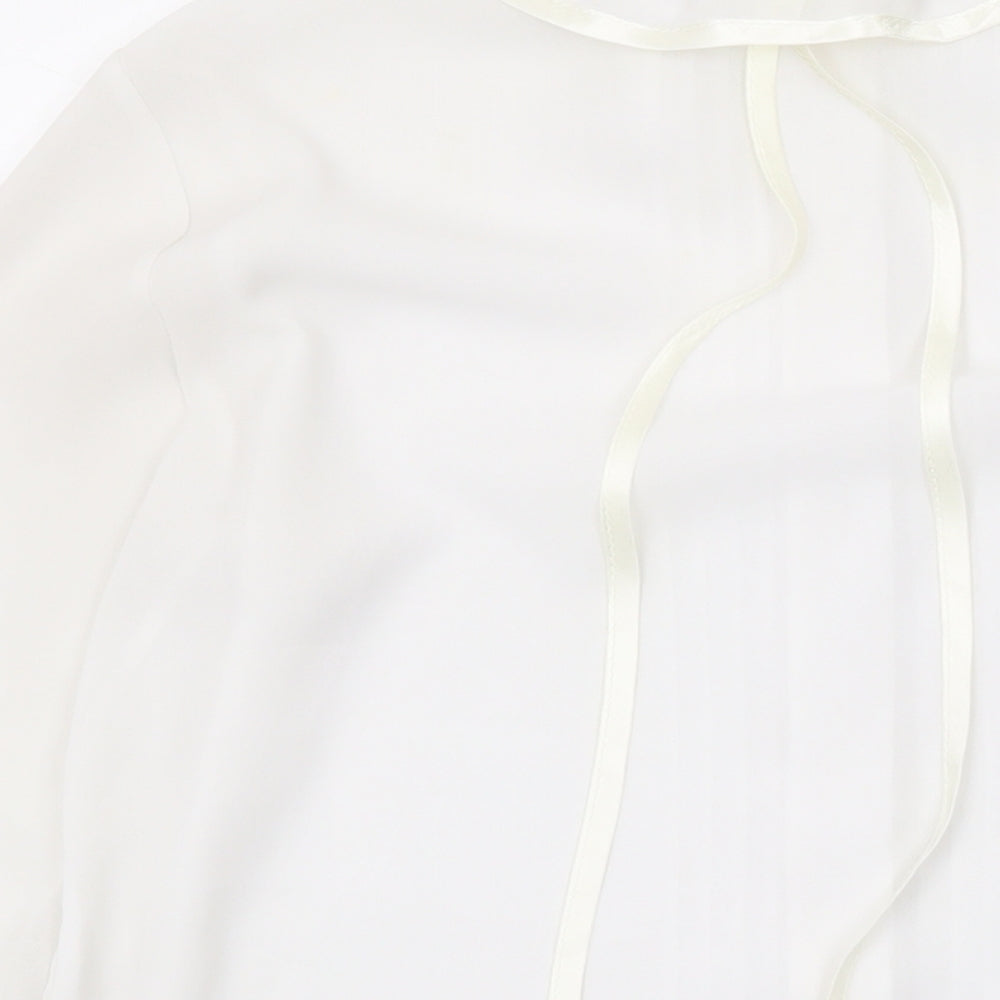 Marks and Spencer Womens White Polyester Basic Button-Up Size 12 Collared