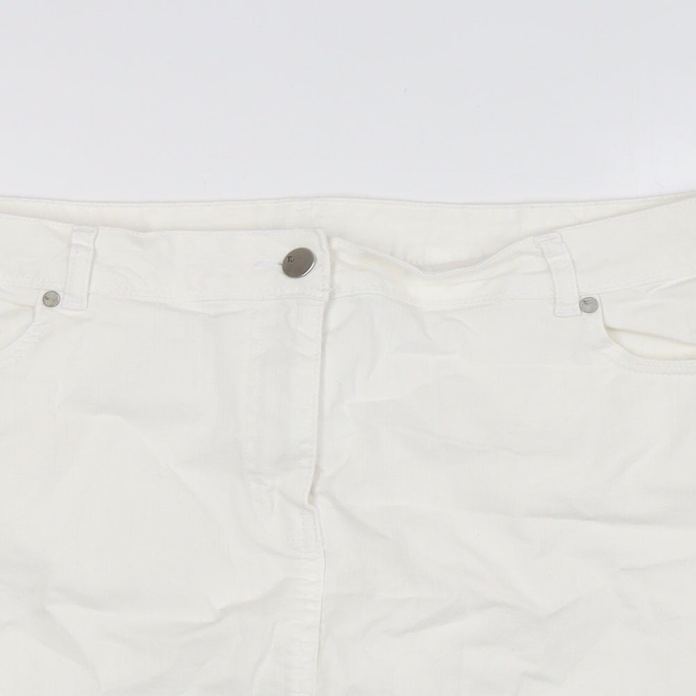 TU Womens White Cotton A-Line Skirt Size 18 Zip