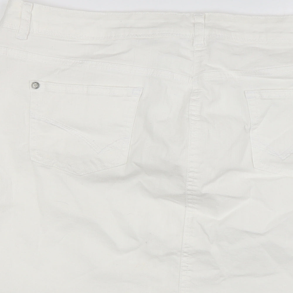 TU Womens White Cotton A-Line Skirt Size 18 Zip