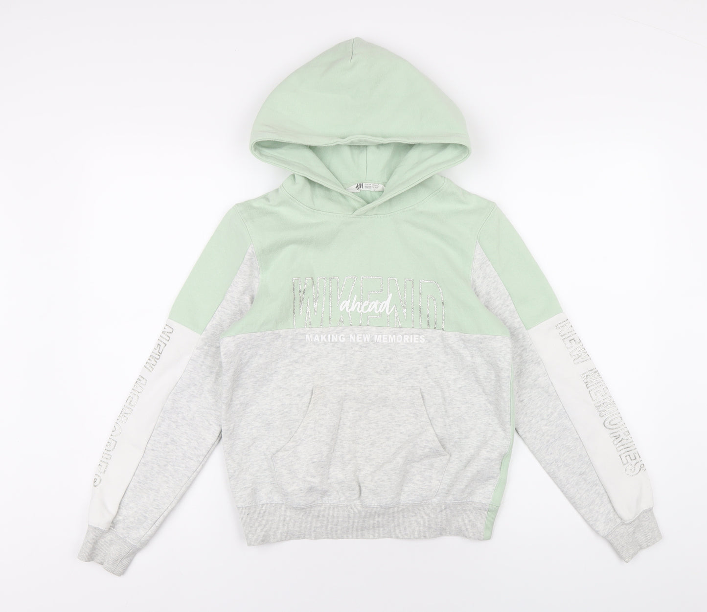 H&M Girls Multicoloured Cotton Pullover Hoodie Size 11-12 Years Pullover