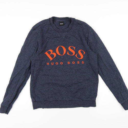 HUGO BOSS Mens Blue Cotton Pullover Sweatshirt Size S