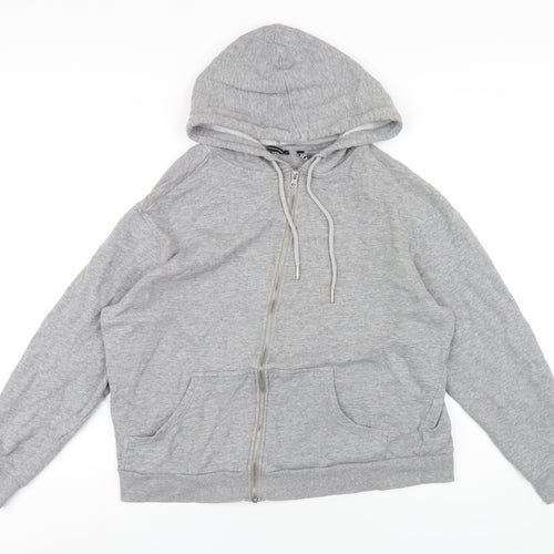 ASOS Womens Grey Cotton Full Zip Hoodie Size 10 Zip