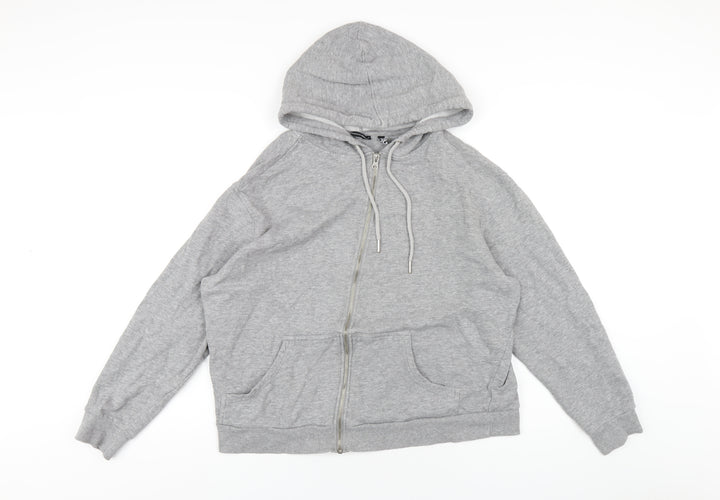 ASOS Womens Grey Cotton Full Zip Hoodie Size 10 Zip