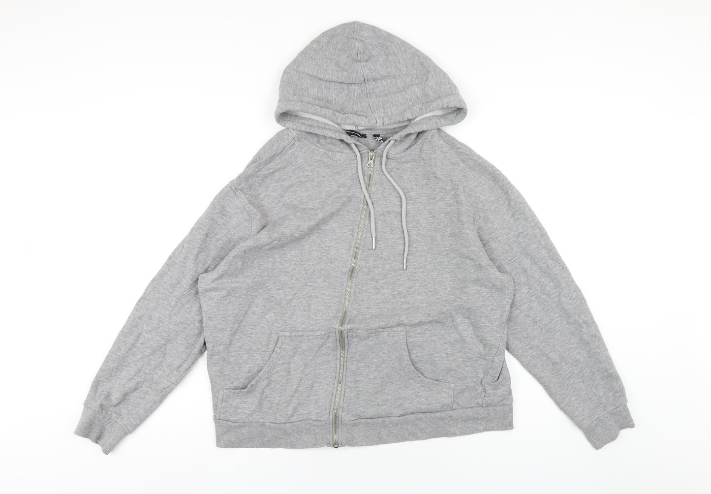 ASOS Womens Grey Cotton Full Zip Hoodie Size 10 Zip