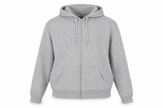 Front view of ASOS women’s grey cotton full zip hoodie, size UK 10, zip