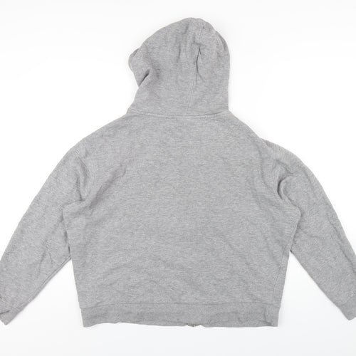 ASOS Womens Grey Cotton Full Zip Hoodie Size 10 Zip