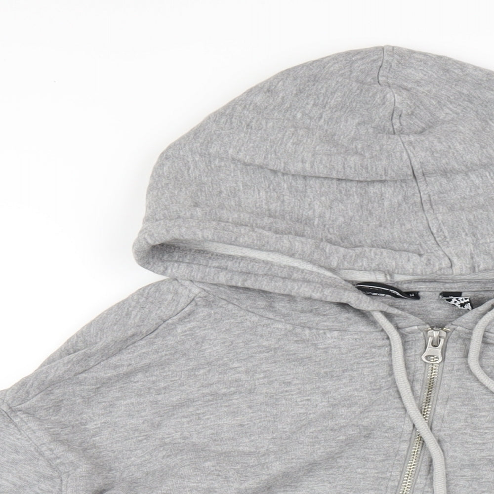 ASOS Womens Grey Cotton Full Zip Hoodie Size 10 Zip