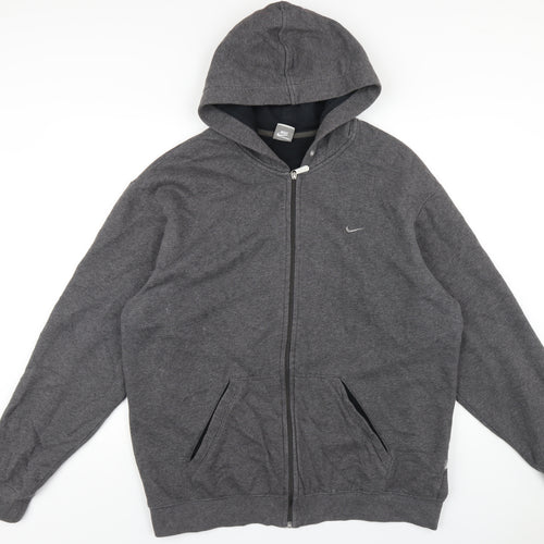 Nike Mens Grey Cotton Full Zip Hoodie Size XL