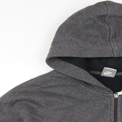 Nike Mens Grey Cotton Full Zip Hoodie Size XL