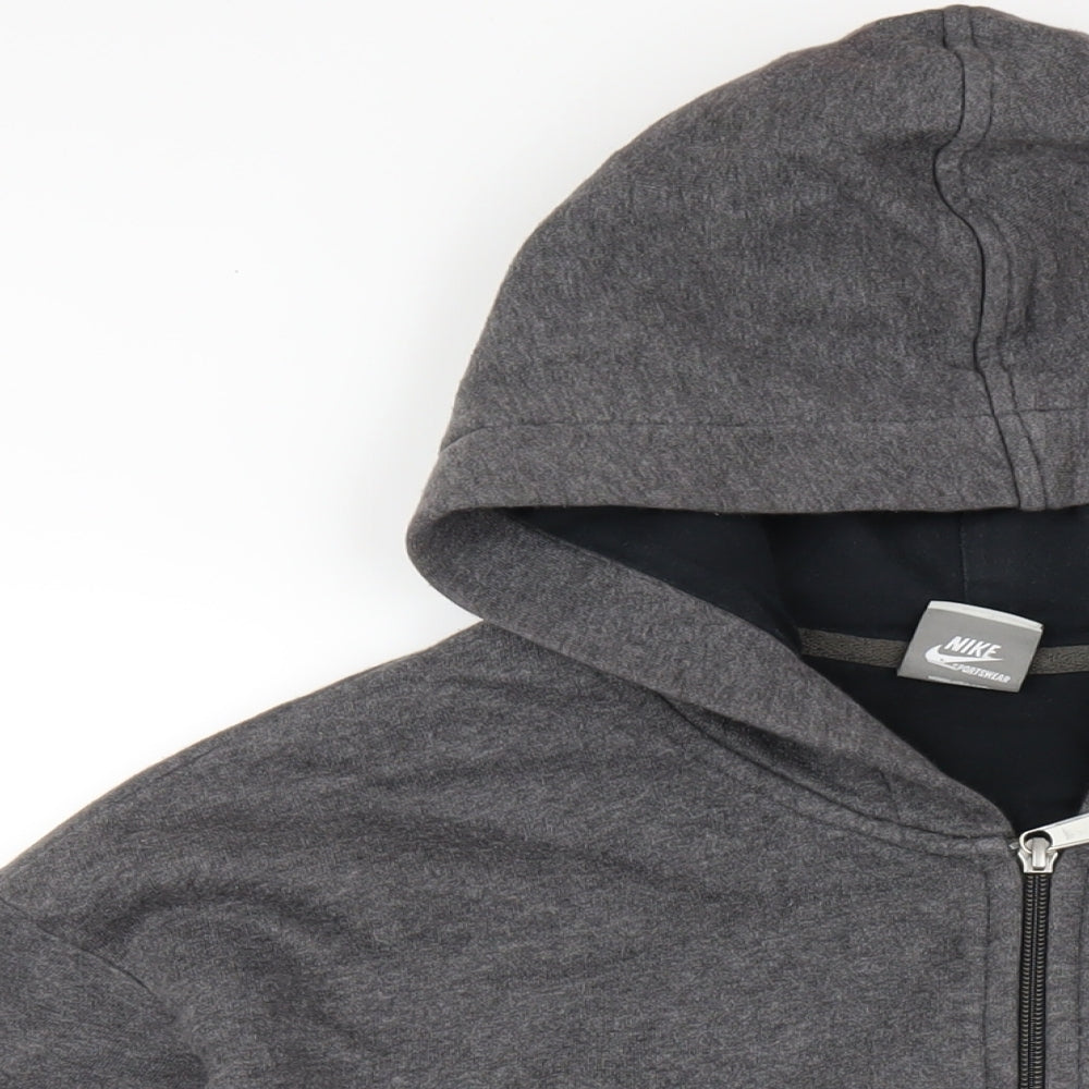 Nike Mens Grey Cotton Full Zip Hoodie Size XL