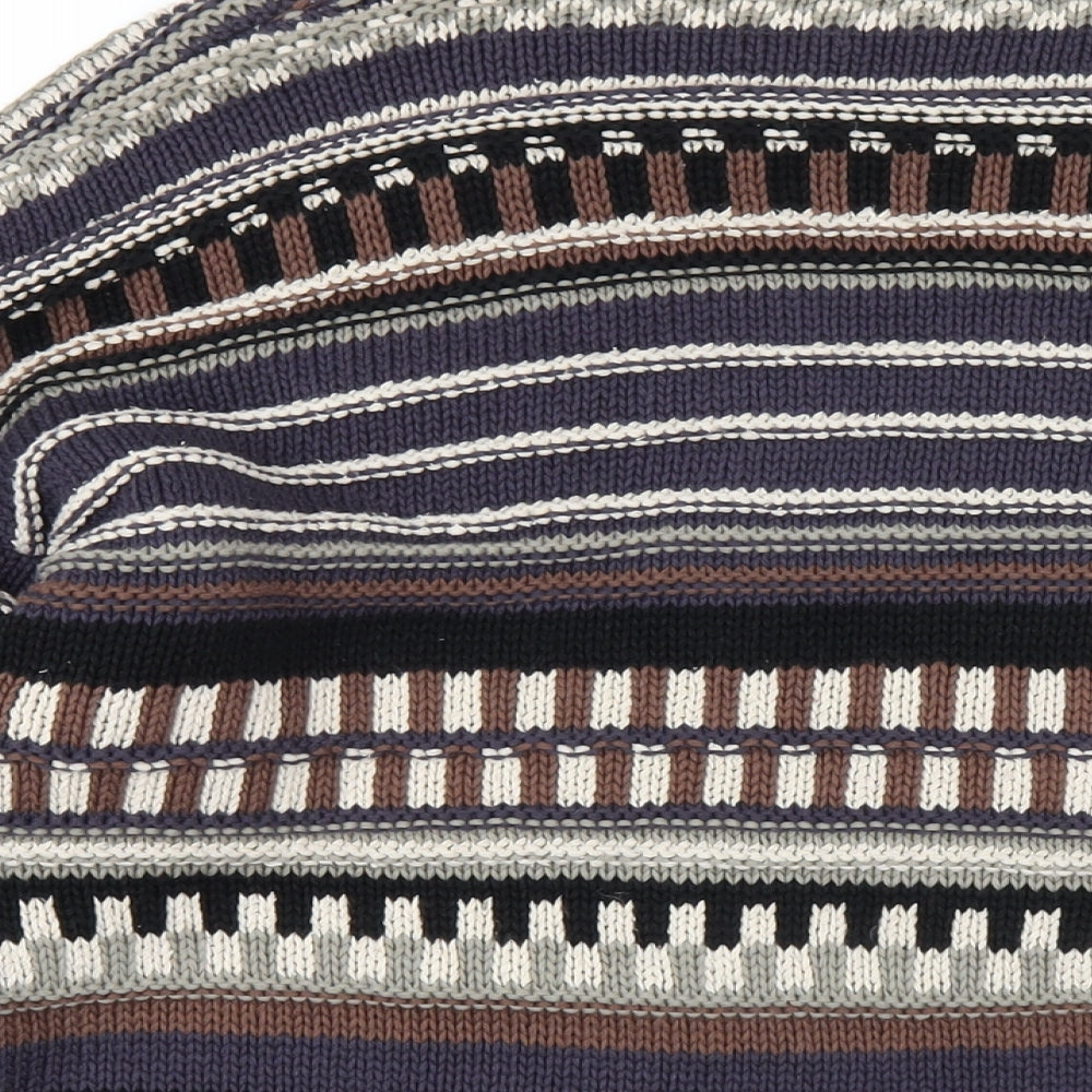 Burton Mens Multicoloured Crew Neck Geometric Cotton Pullover Jumper Size M Long Sleeve