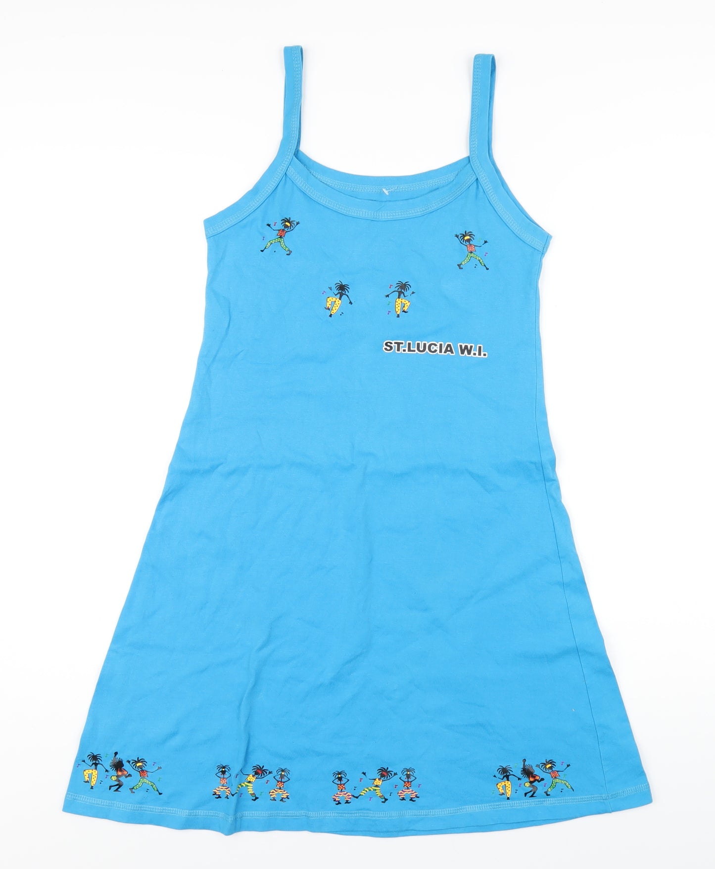 Sham's Womens Blue Cotton A-Line Size S Round Neck Pullover