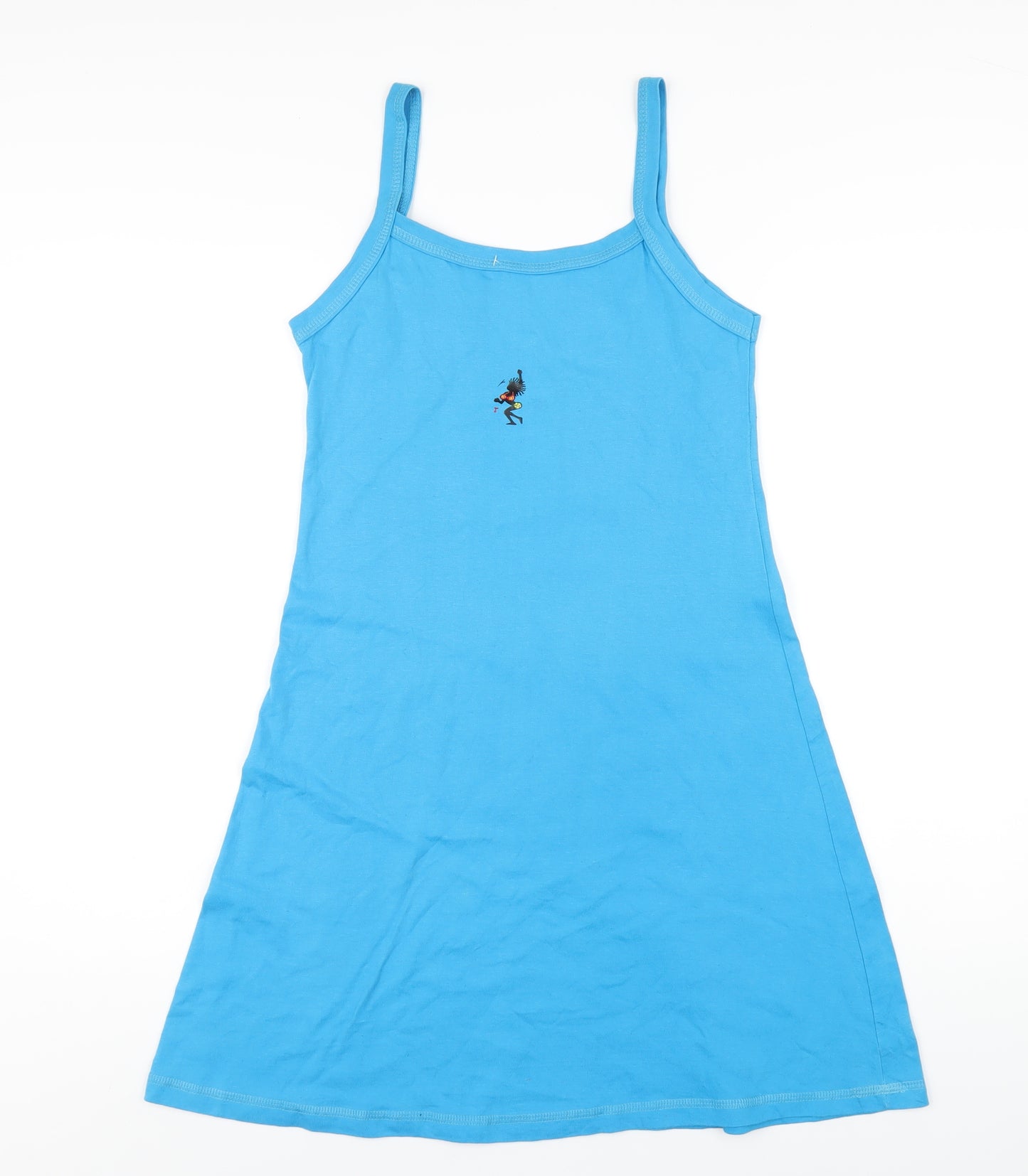 Sham's Womens Blue Cotton A-Line Size S Round Neck Pullover