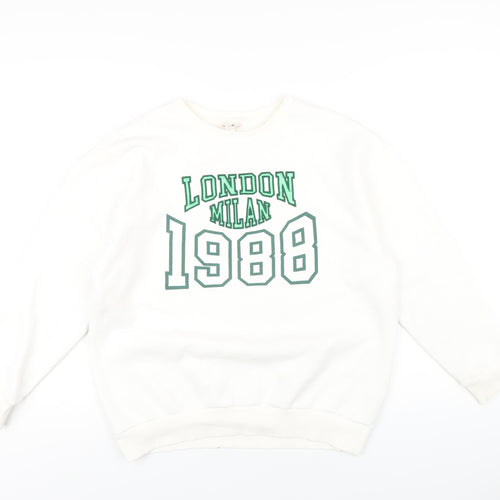River Island Womens White Cotton Pullover Sweatshirt Size XS Pullover