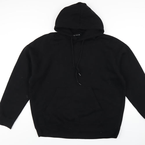 Zara Mens Black Cotton Pullover Hoodie Size S