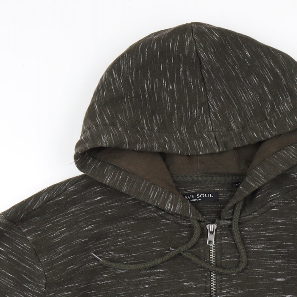 Brave Soul Womens Green Cotton Full Zip Hoodie Size M Zip