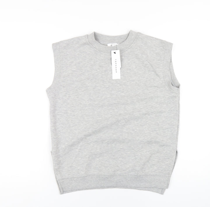 Topshop Womens Grey Polyester Pullover Sweatshirt Size XS Pullover