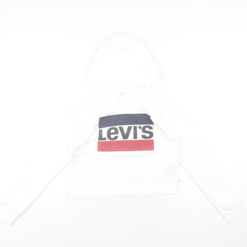 Levi's Girls White Cotton Pullover Hoodie Size 12 Years Pullover