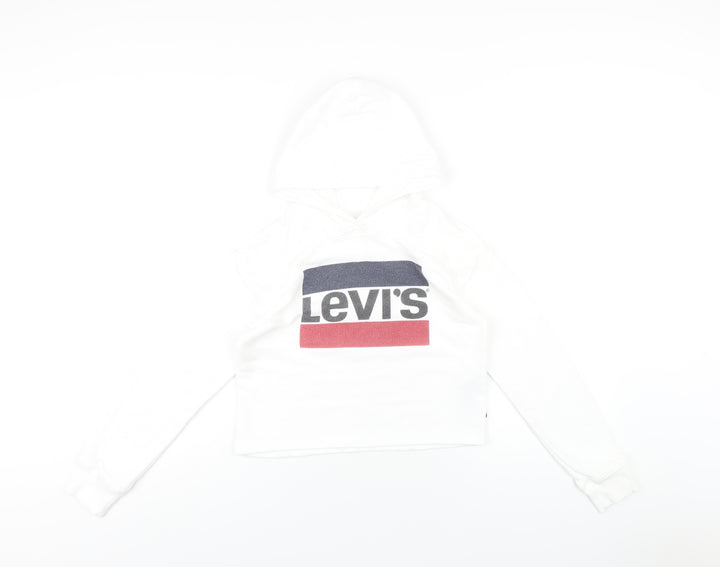 Levi's Girls White Cotton Pullover Hoodie Size 12 Years Pullover