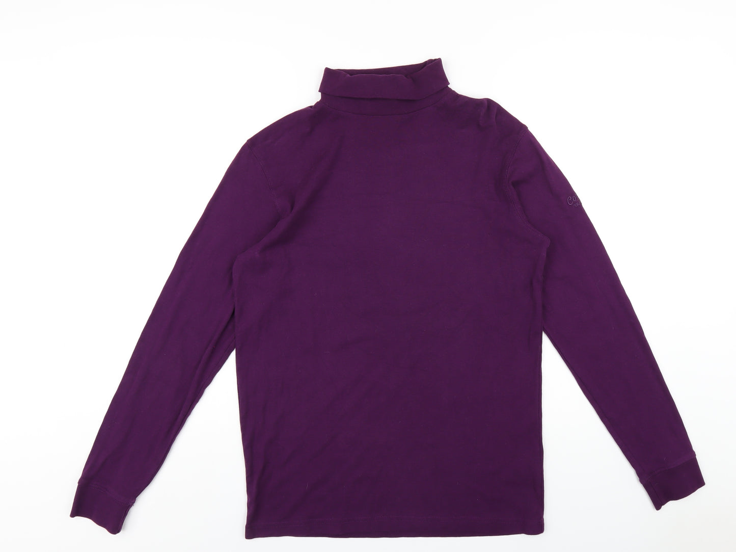 Cotton Traders Womens Purple Cotton Basic T-Shirt Size L Roll Neck