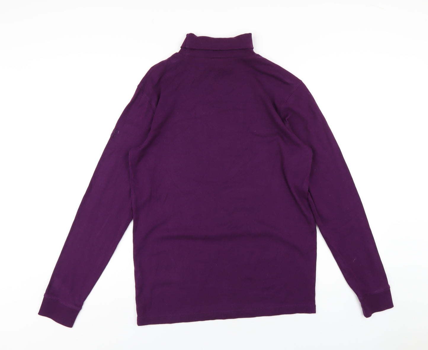 Cotton Traders Womens Purple Cotton Basic T-Shirt Size L Roll Neck