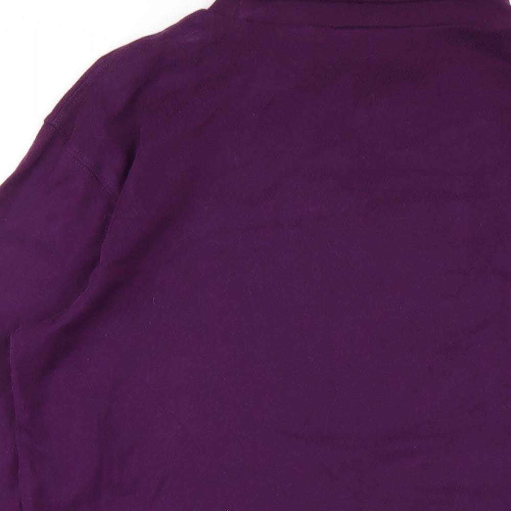 Cotton Traders Womens Purple Cotton Basic T-Shirt Size L Roll Neck