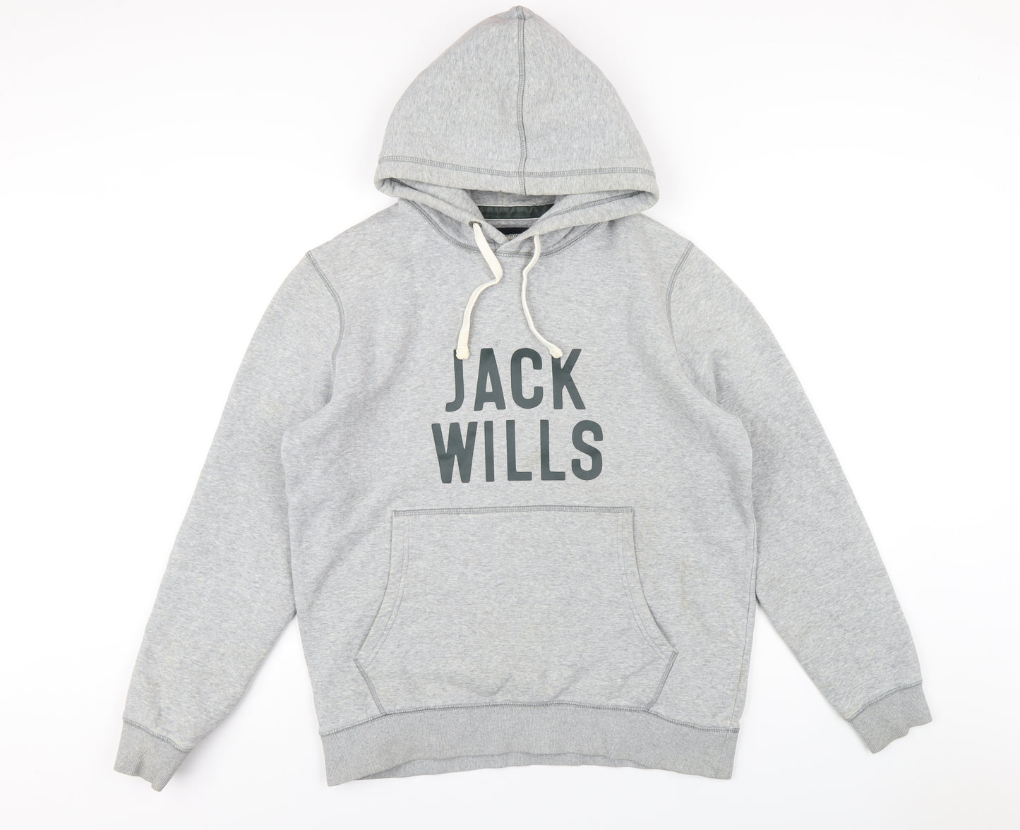 Jack Wills Mens Grey Cotton Pullover Hoodie Size M