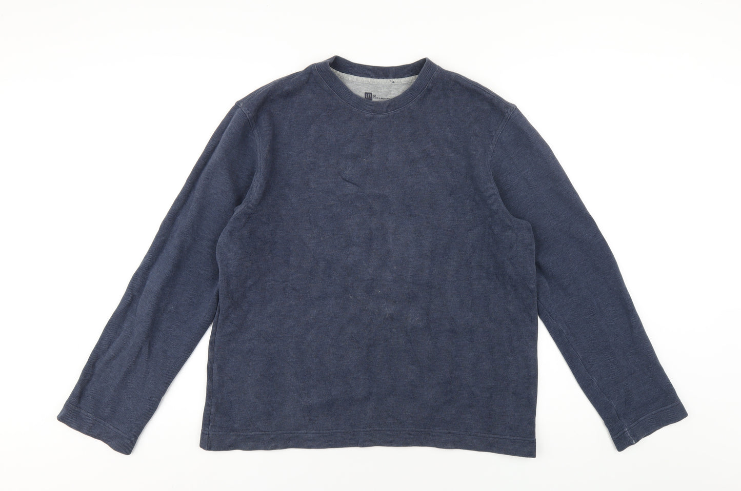 Gap Mens Blue Crew Neck Cotton Pullover Jumper Size M Long Sleeve