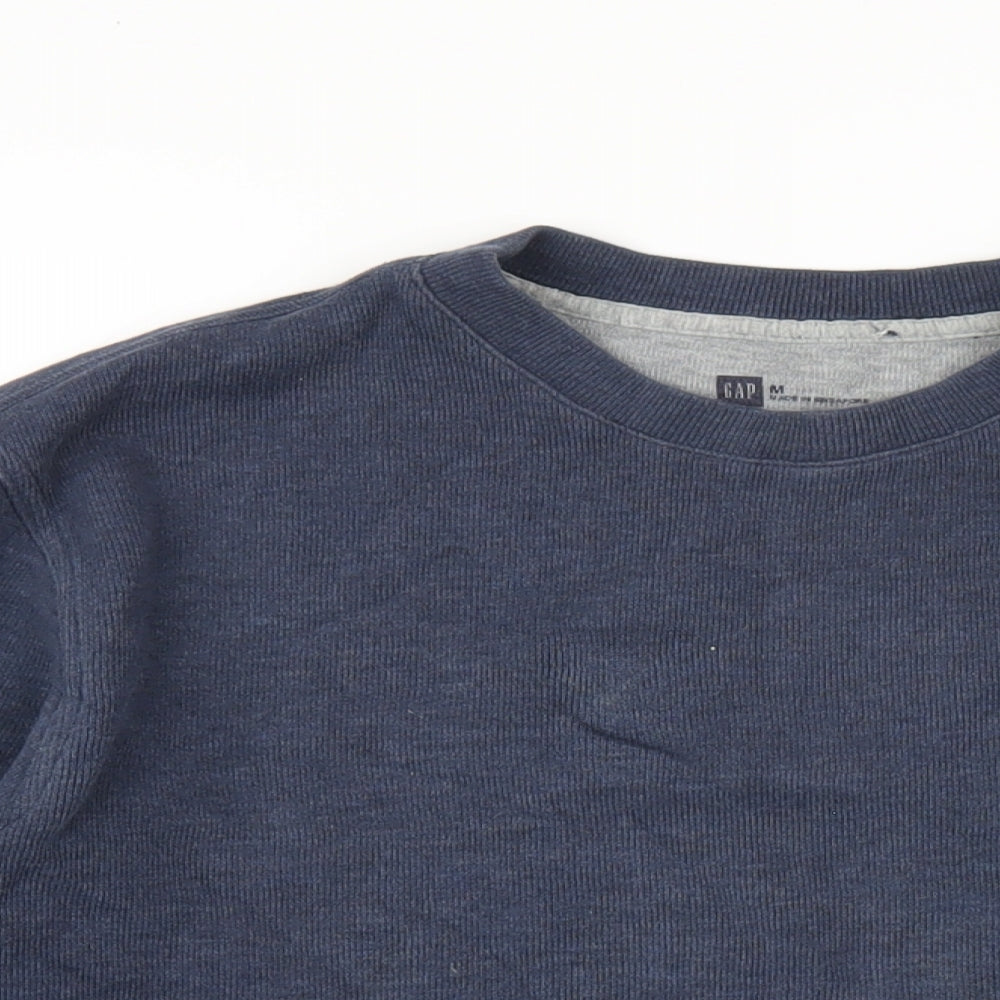 Gap Mens Blue Crew Neck Cotton Pullover Jumper Size M Long Sleeve