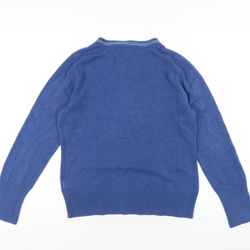 Per Una Womens Blue V-Neck Acrylic Pullover Jumper Size 14