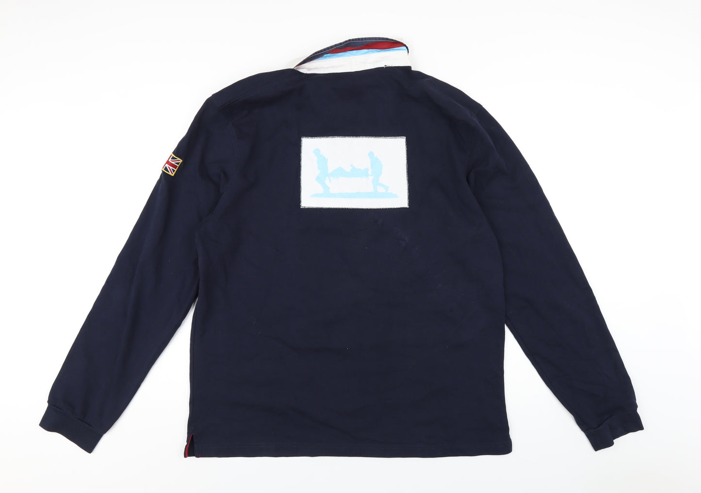 Help For Heroes Mens Blue Cotton Polo Size XL Collared Button