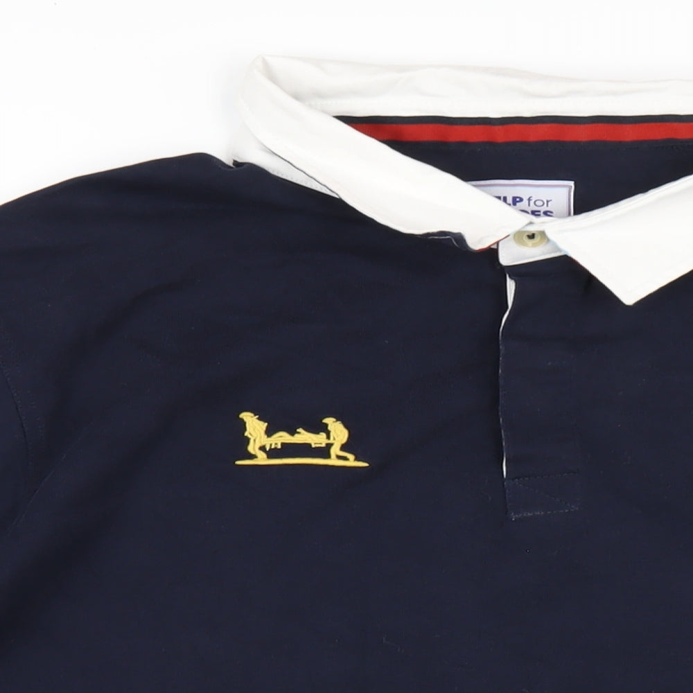 Help For Heroes Mens Blue Cotton Polo Size XL Collared Button
