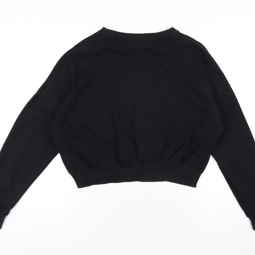 Bershka Womens Black Cotton Pullover Sweatshirt Size L Pullover