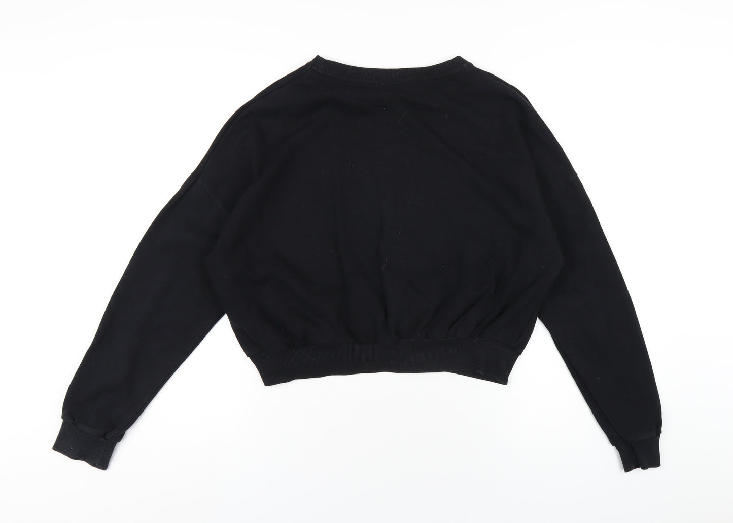 Bershka Womens Black Cotton Pullover Sweatshirt Size L Pullover