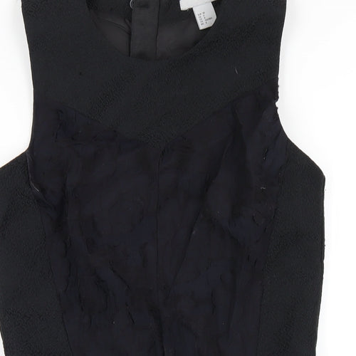 H&M Womens Black Polyester A-Line Size 10 Round Neck Zip