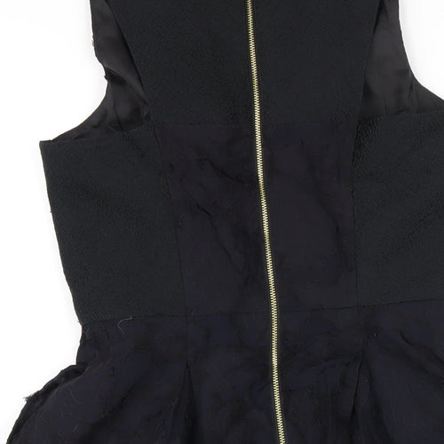 H&M Womens Black Polyester A-Line Size 10 Round Neck Zip
