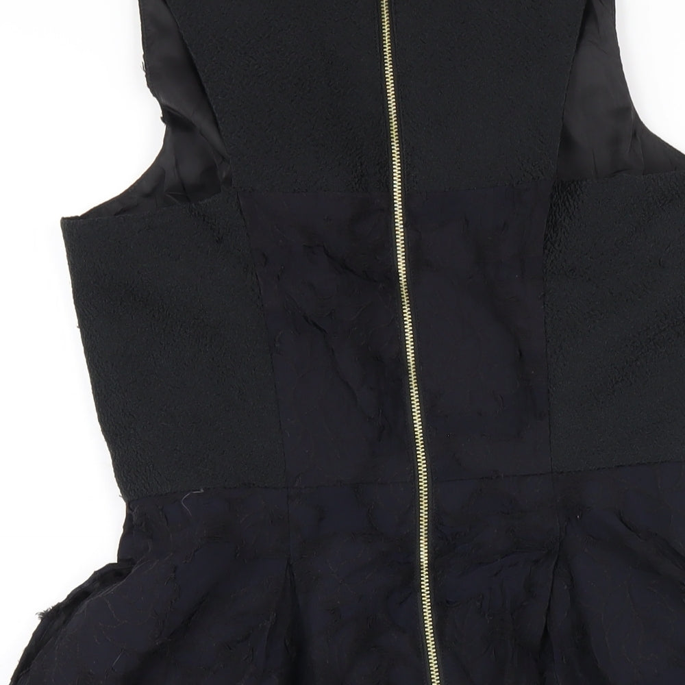 H&M Womens Black Polyester A-Line Size 10 Round Neck Zip