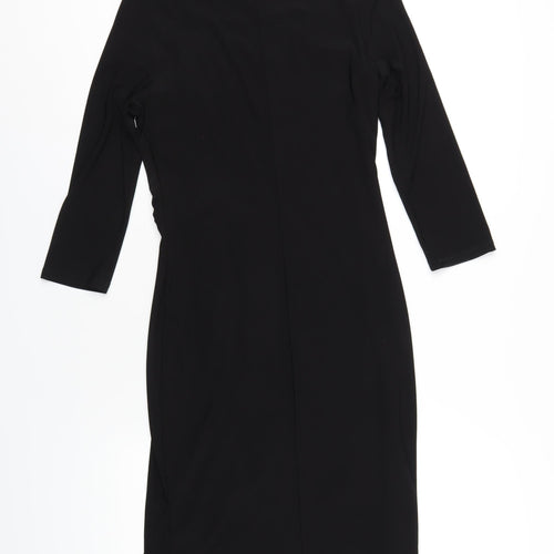 Betty Jackson Womens Black Polyester Bodycon Size 10 Boat Neck Pullover