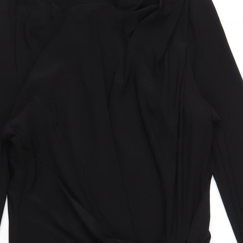Betty Jackson Womens Black Polyester Bodycon Size 10 Boat Neck Pullover