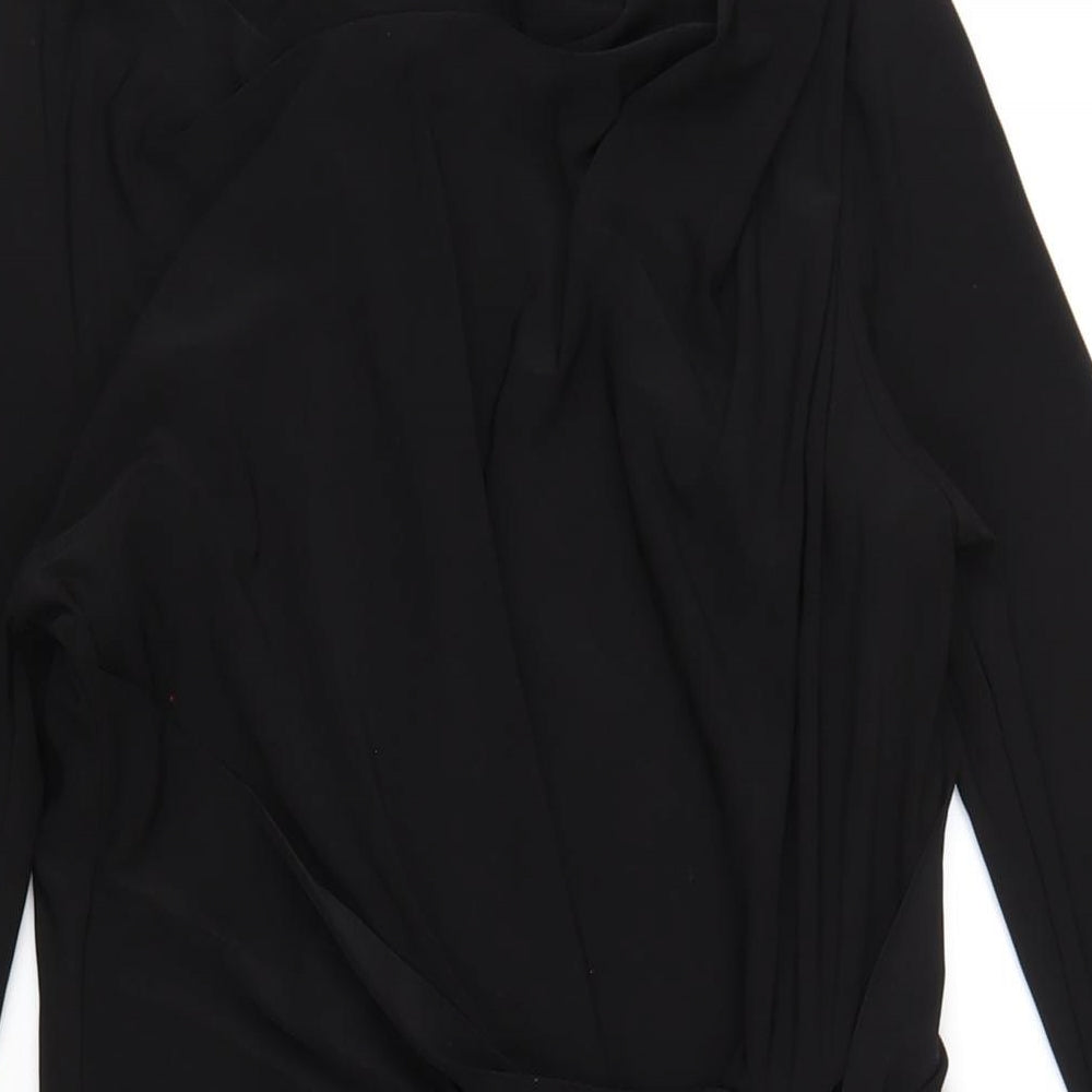 Betty Jackson Womens Black Polyester Bodycon Size 10 Boat Neck Pullover