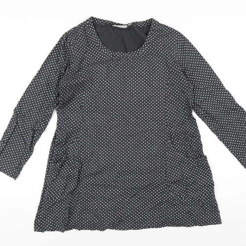 Tara Womens Grey Polka Dot Polyester A-Line Size 16 Round Neck Pullover
