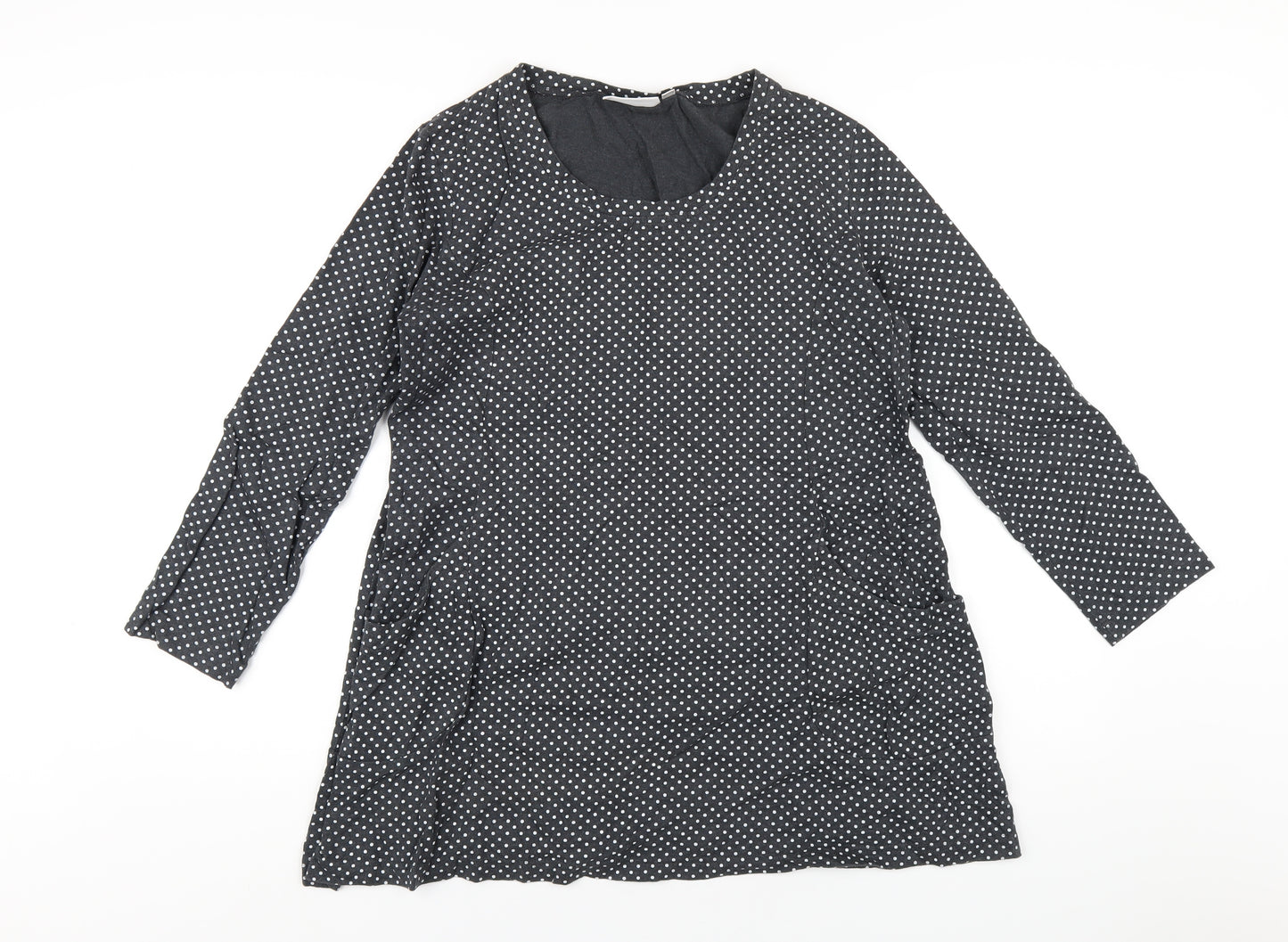 Tara Womens Grey Polka Dot Polyester A-Line Size 16 Round Neck Pullover