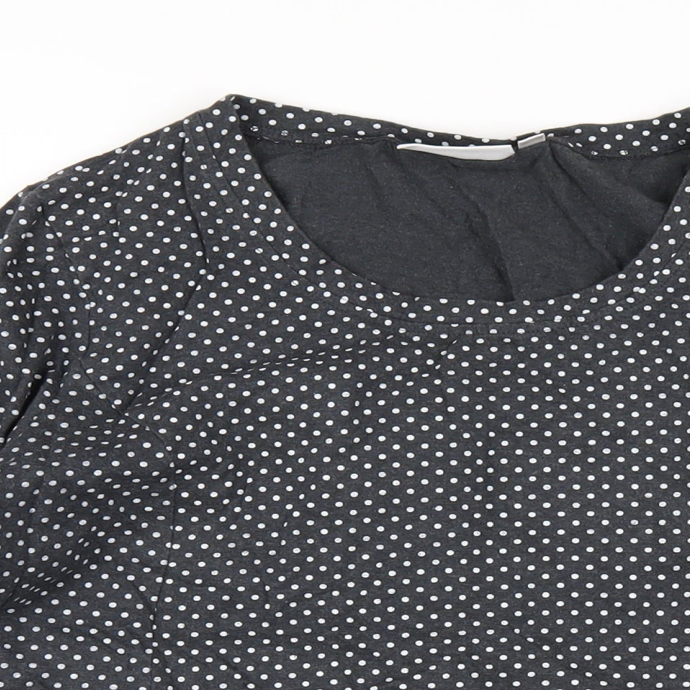 Tara Womens Grey Polka Dot Polyester A-Line Size 16 Round Neck Pullover