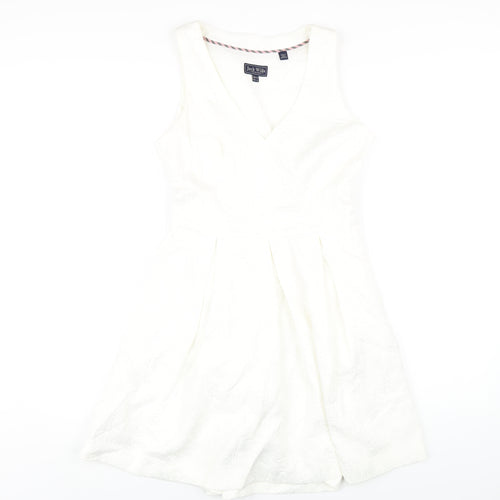 Jack Wills Womens White Cotton A-Line Size 10 V-Neck Zip