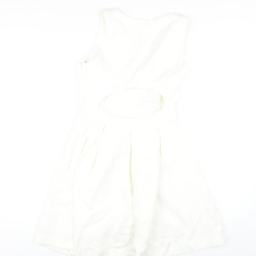 Jack Wills Womens White Cotton A-Line Size 10 V-Neck Zip